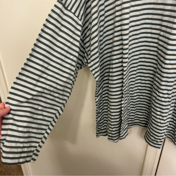 BP. Olive Green Stripe Oversized Long Sleeve Shirt 3XL Organic Cotton Pullover - Picture 3 of 8